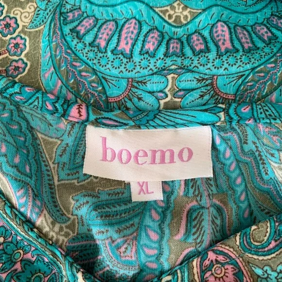 Anthropologie Boemo Turquoise and Pink Paisley Maxi Dress - Picture 2 of 14